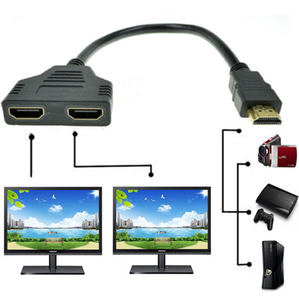 Convertisseur adaptateur répartiteur HDMI mâle vers 2 ports HDMI femelle Convertisseur adaptateur répartiteur HDMI mâle vers 2 ports HDMI femelle